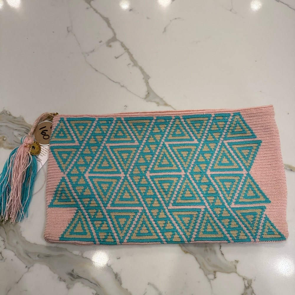 Pink, blue and yellow small bag